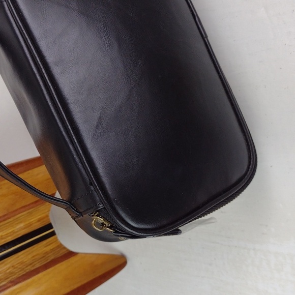 Swanky Badger Black Leather Like Men's Zip Around Sundries Shaving Travel Bag - Picture 5 of 13